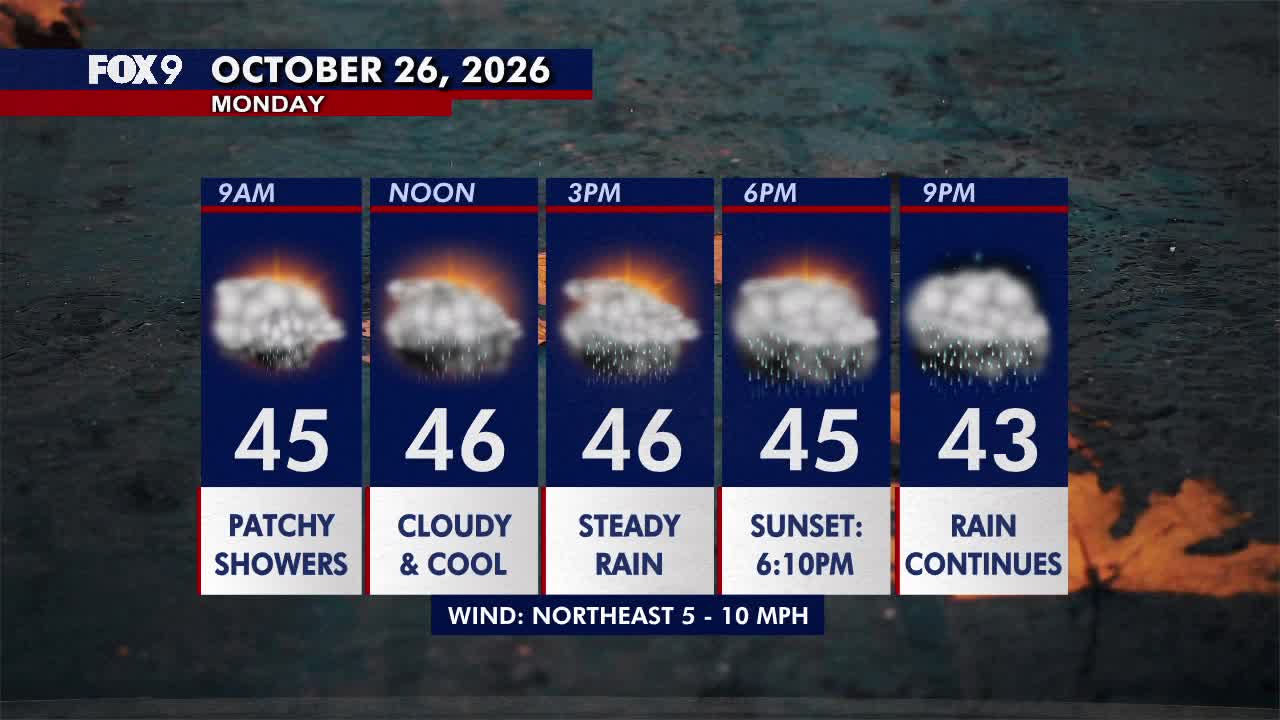 Minnesota weather: Wet, cloudy and cool Monday — FOX 9, Lakeville Community news