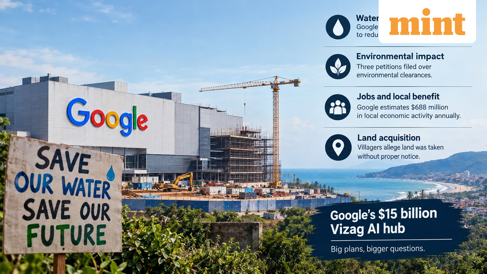 Google defends $15 billion Vizag AI hub as water fears, land disputes and protests put project under scrutiny — Mint India, Lakeville Technology news